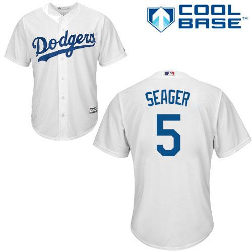 Dodgers #5 Corey Seager White Cool Base Stitched Youth MLB Jersey - Click Image to Close
